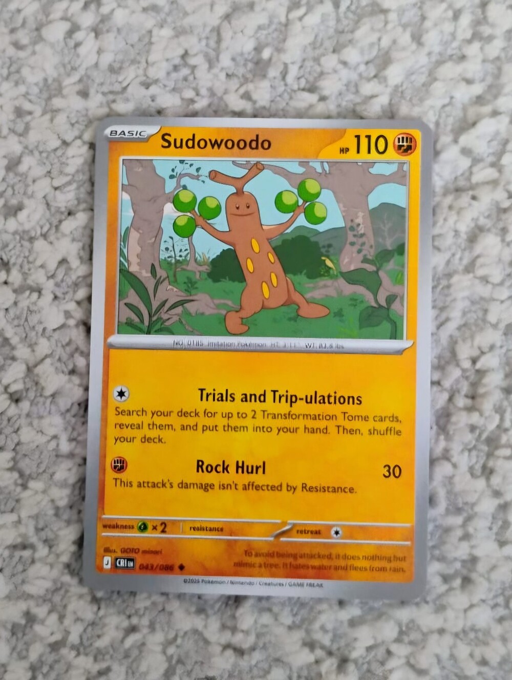 POKEMON TCG Card Sudowoodo Chaos Rising 043/086 PZ